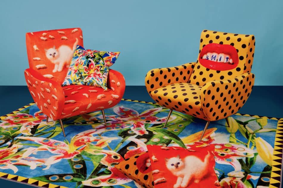 Seletti Wears Toiletpaper armchairs, pillow and rug