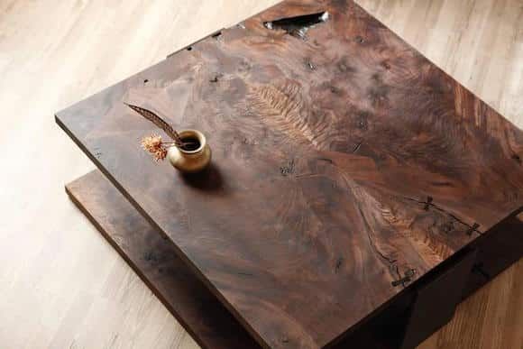 Studio Roeper's Shadow coffee table in smoked walnut and blackened steel
