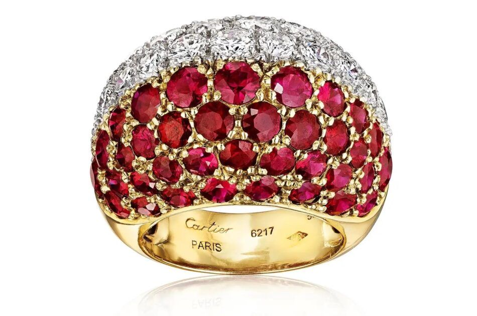 Cartier bombé ruby-and-diamond ring, circa 1970