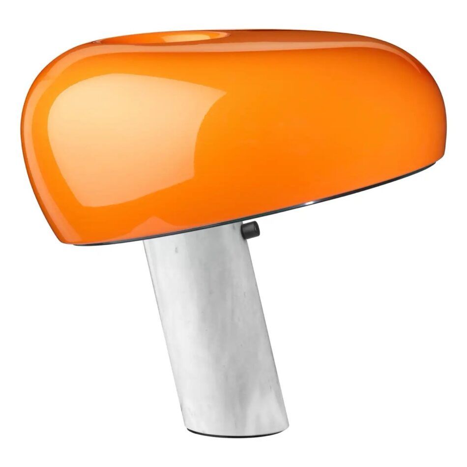 table lamp with orange glass shade