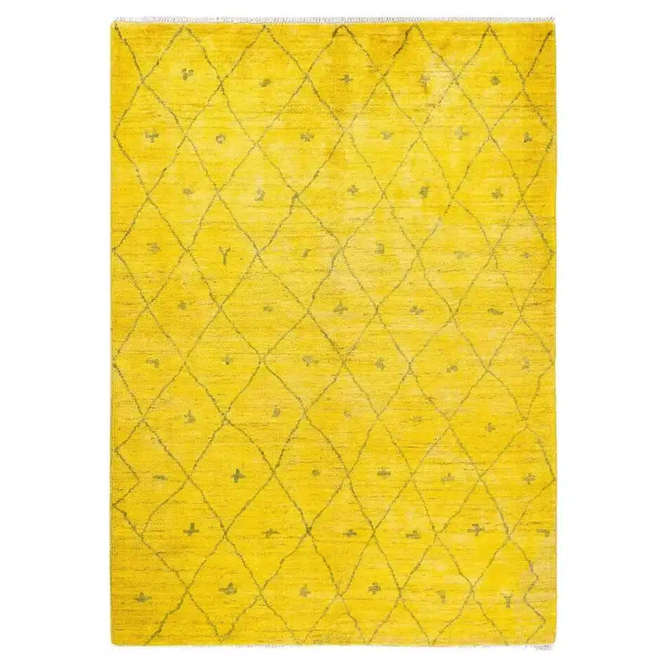 Solo Rugs hand-knotted overdyed yellow area rug, new