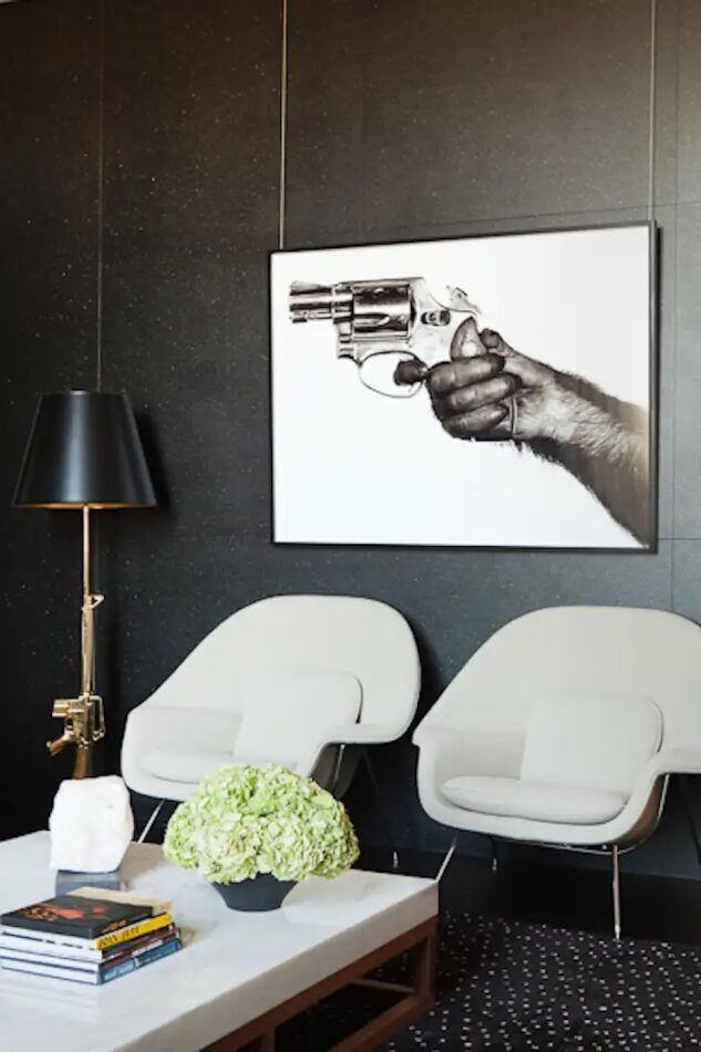 A black home office by interior designer Taylor Borsari