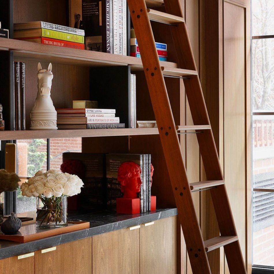 Bookshelves at the Shepherd, a residential building in New York