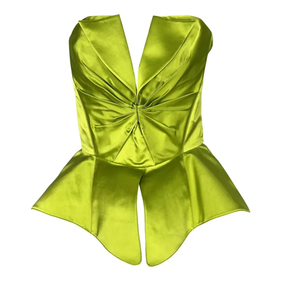 Thierry Mugler green satin lace-up bustier top, 1995 