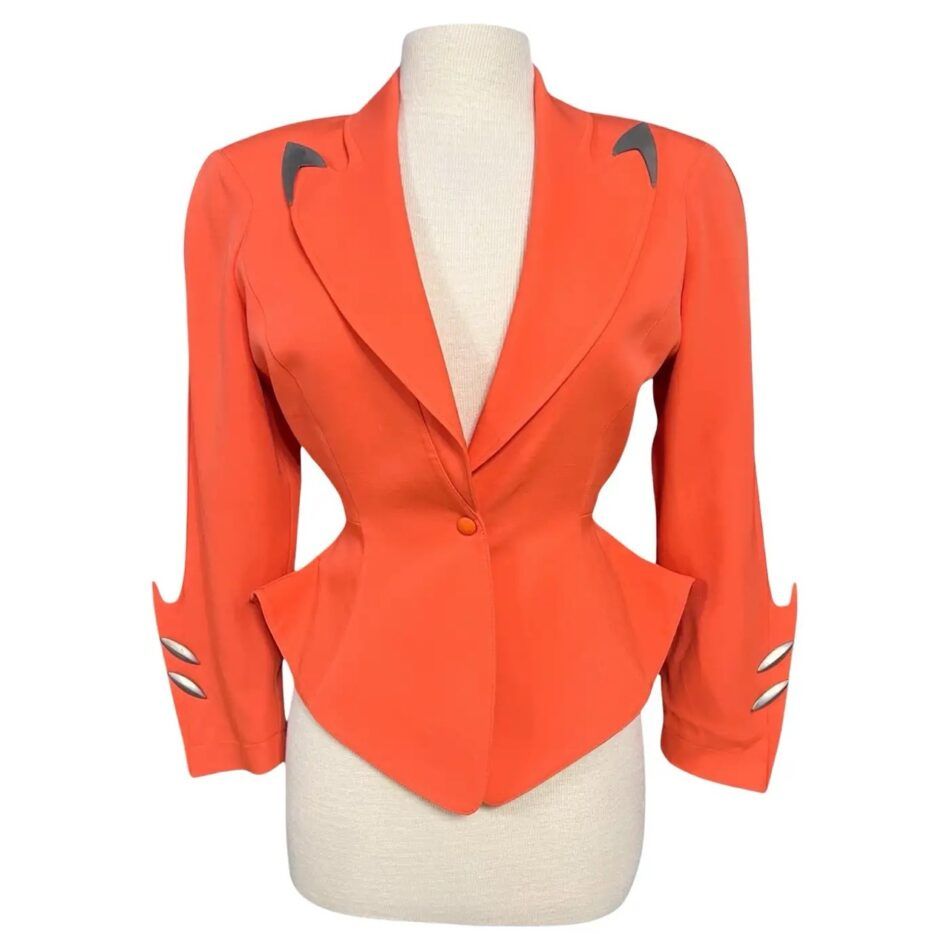 an orange jacket by thierry mugler 