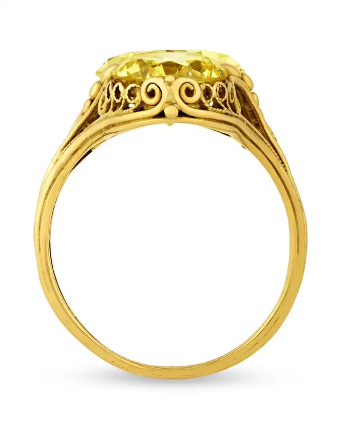 Louis Comfort Tiffany yellow diamond ring in gold setting