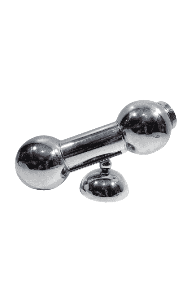 Chrome dumbbell cocktail shaker with  stand, 1930s