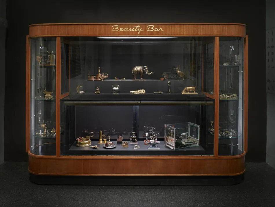 Cigar cutters displayed in a beauty bar at the Wolfsonian museum in Miami.