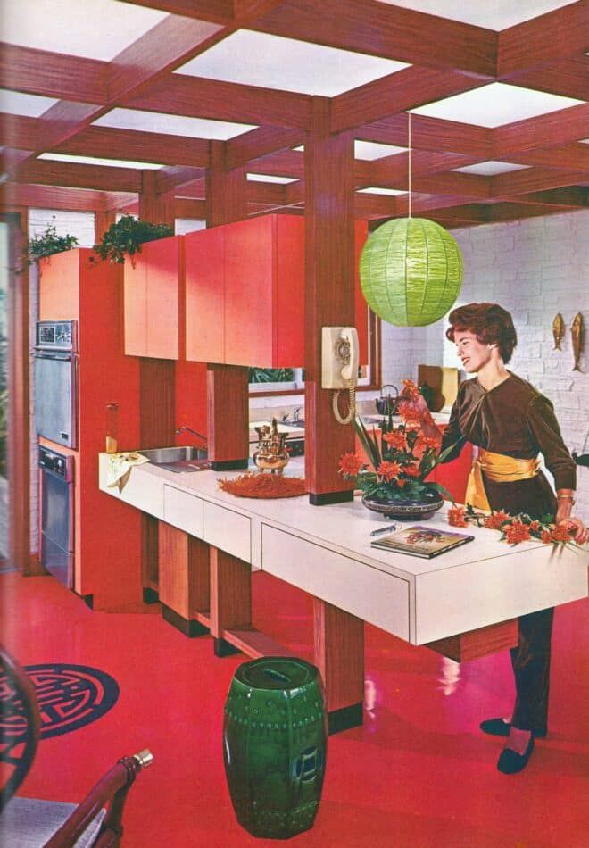 An Asian-themed kitchen in the Formica World's Fair House catalogue, 1964. 
