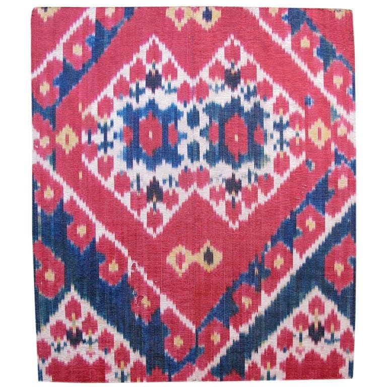 Fragment of an Uzbek Ikat silk rug, late 19th century,