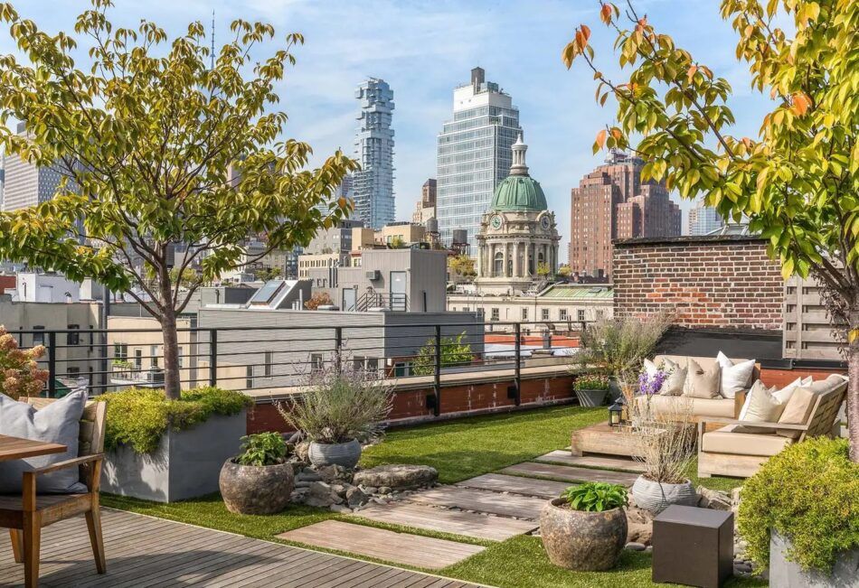 Downtown Manhattan penthouse terrace designed by Ychelle Interior Design