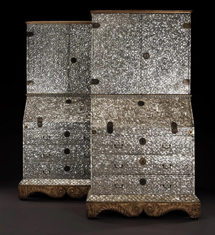 Pair of 1720–60 Spanish Colonial mother-of-pearl-inlaid cabinets