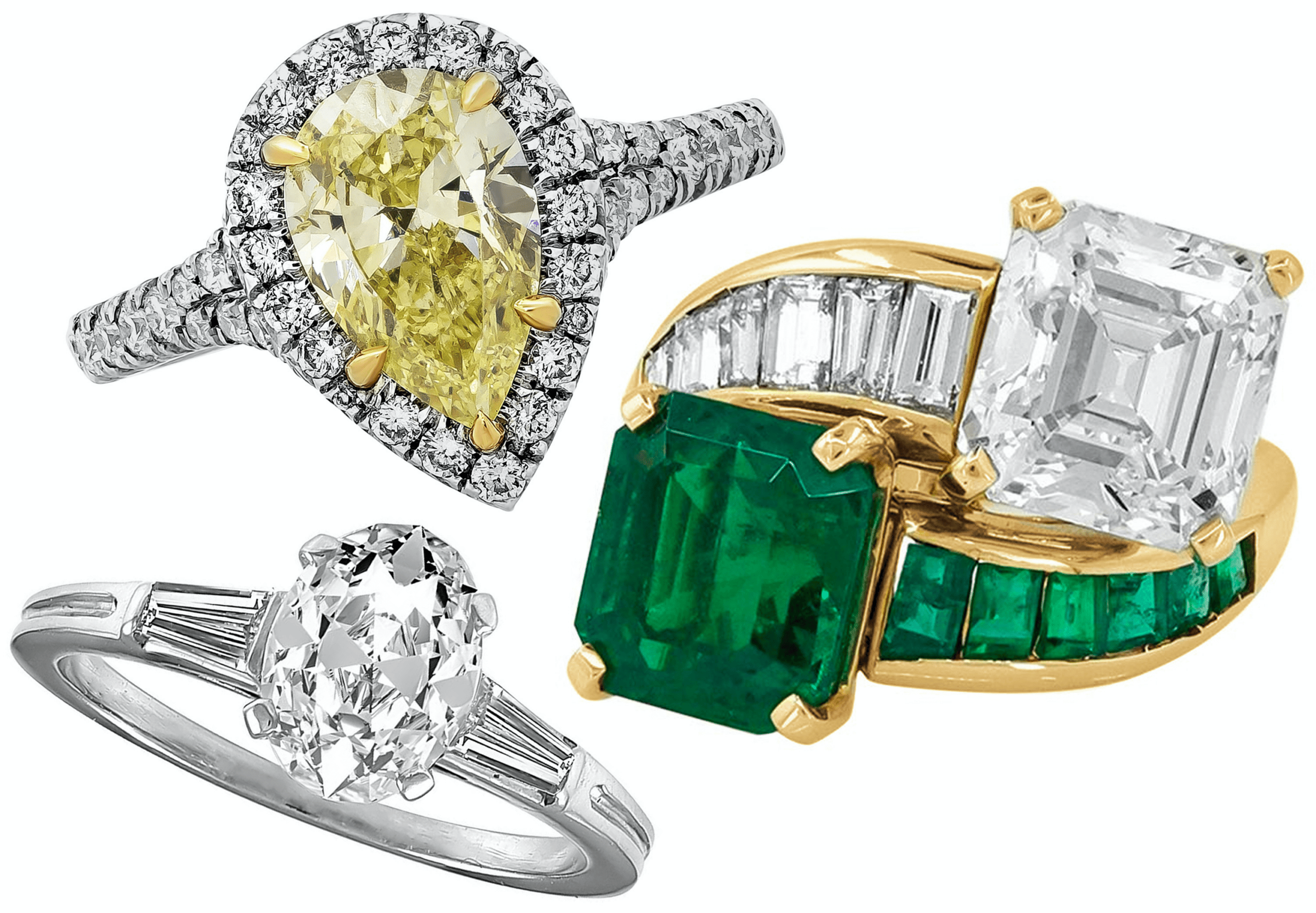 trio of engagement rings