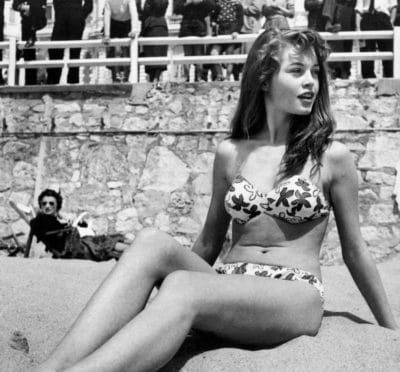 Brigitte Bardot at the beach in Cannes in 1953. 