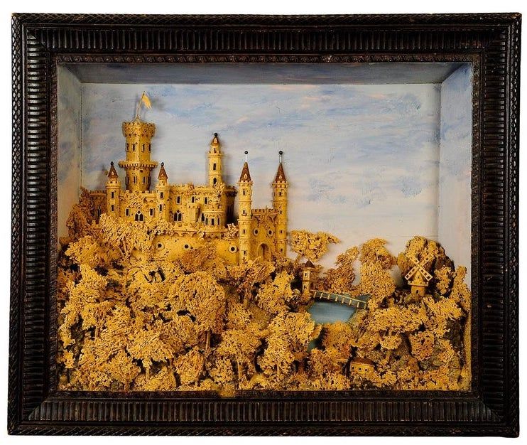 Cork Carving of Castle Scene, circa 1880