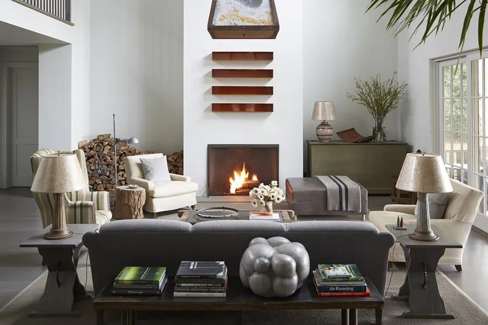 living room fireplace by Huniford Design Studio