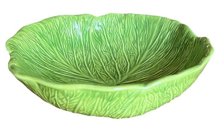Hollywood Regency Large Green Ceramic Cabbage or Lettuce Serving Bowl - 1982