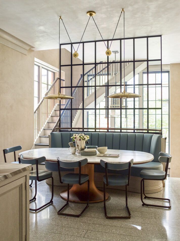 Dining nook in a Manhattan home designed by Steven Gambrel
