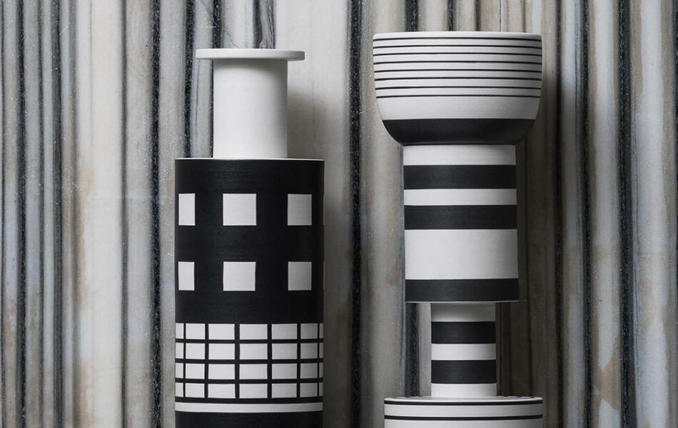 Ettore Sottsass for Bitossi Rocchetto vase and Vase goblet