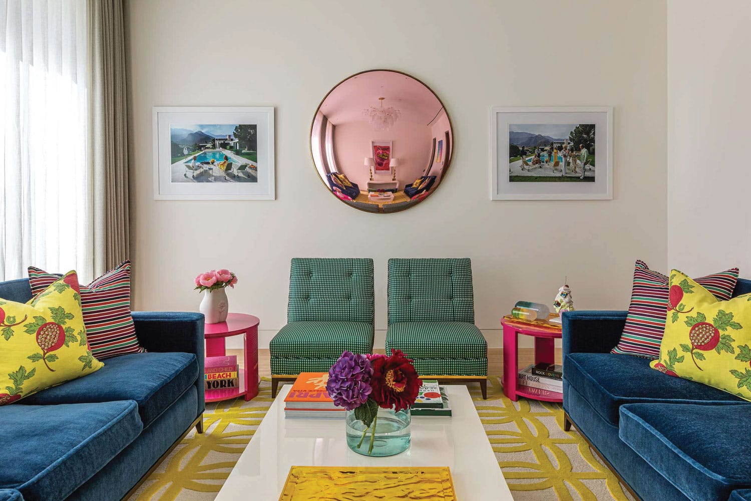 colorful and contemporary London living room by Samantha Todhunter Design