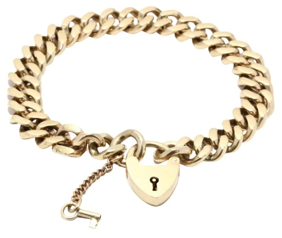 Victorian Heart Lock Curb Link Bracelet