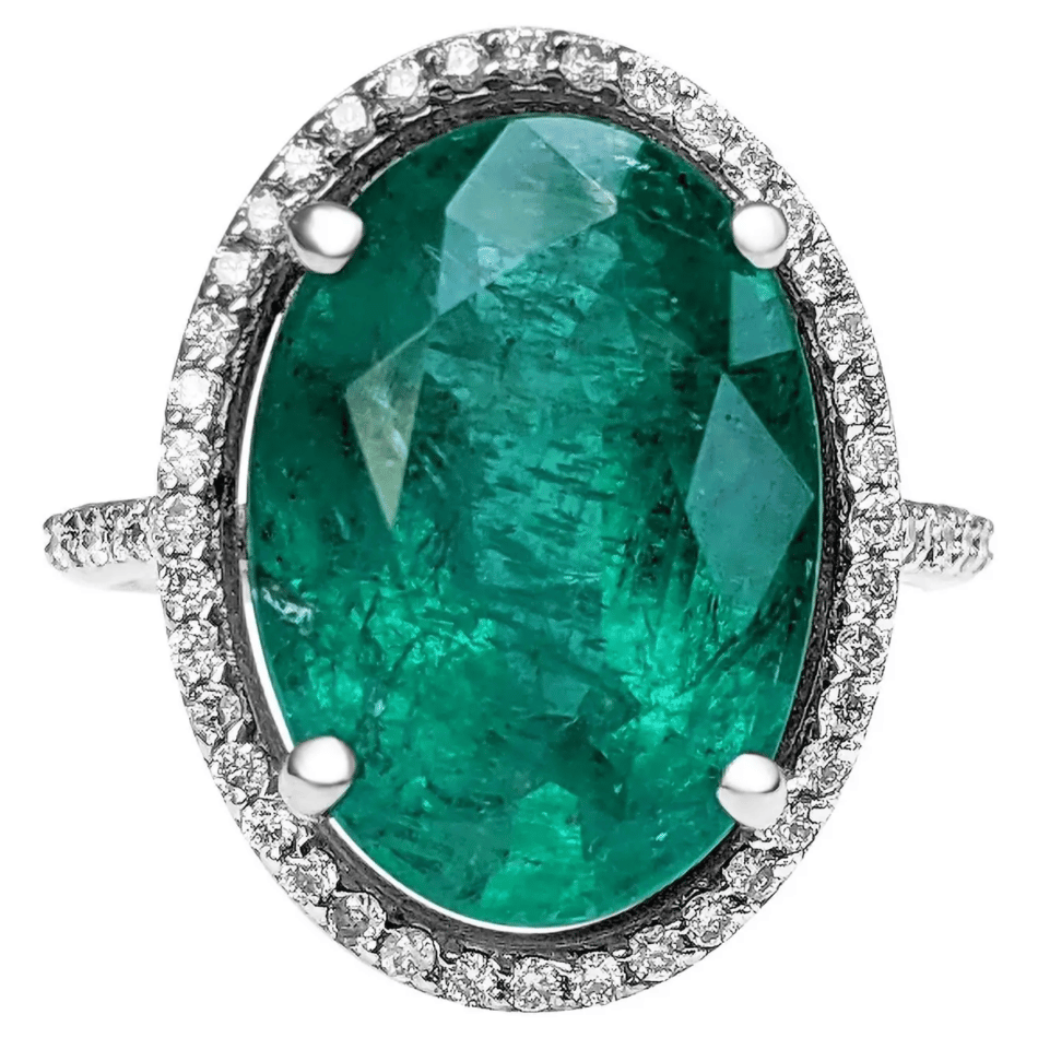 7.76-carat natural emerald and diamond ring, 2022