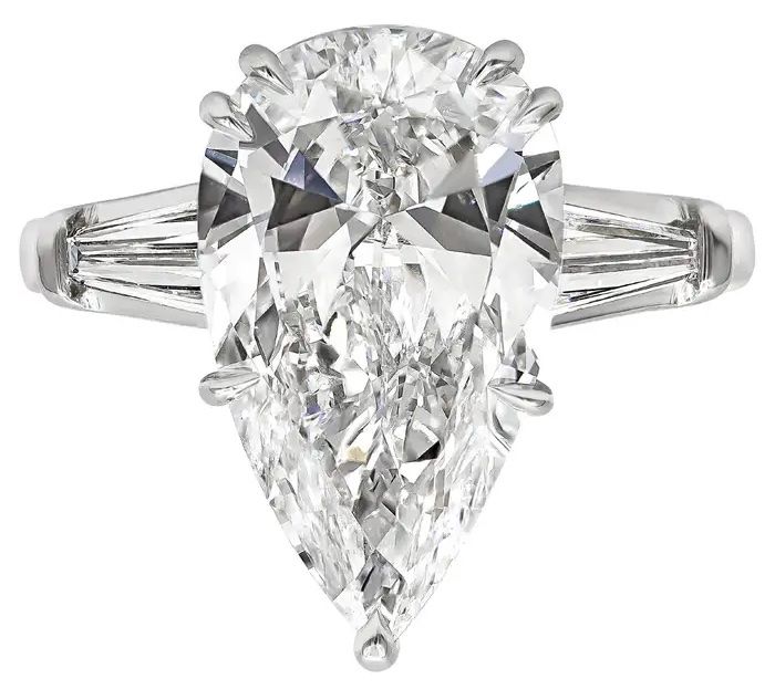 6.29 Carat Pear Cut GIA Three Stone Diamond Engagement Ring