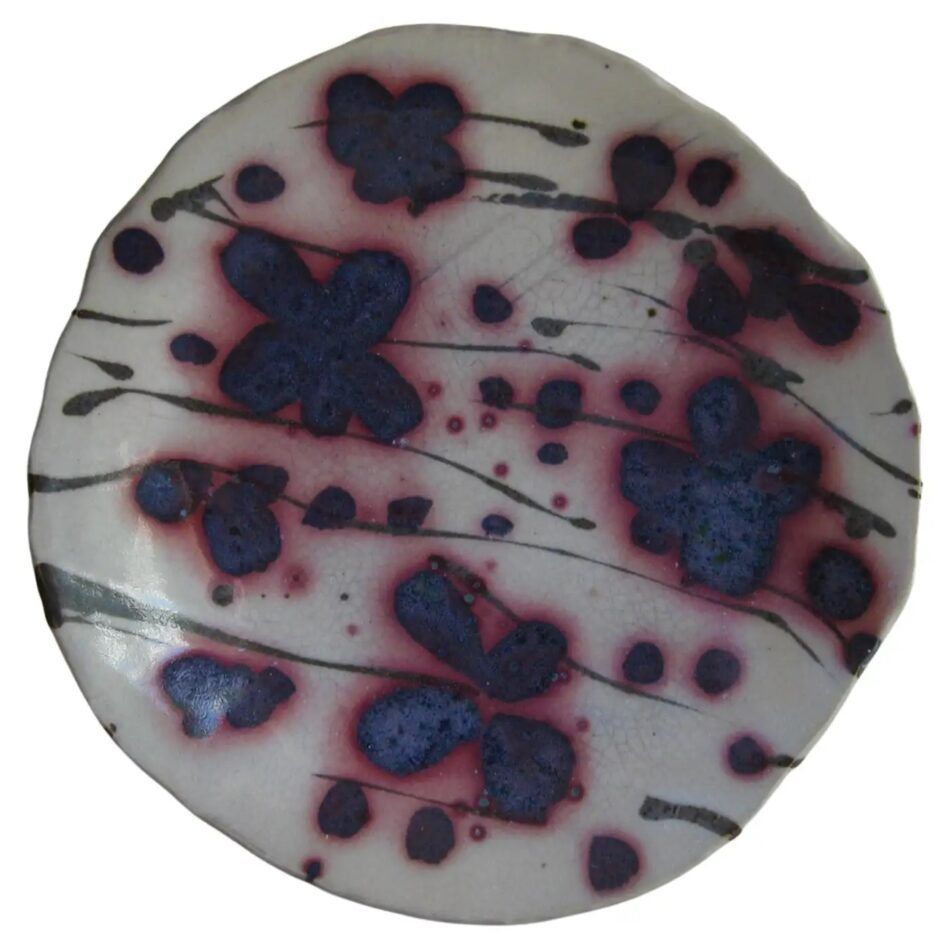 Janet Rothwoman slab plate with abstracted floral motifs, 1960s