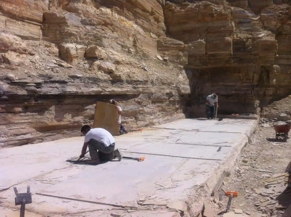 Workers at an excavation site