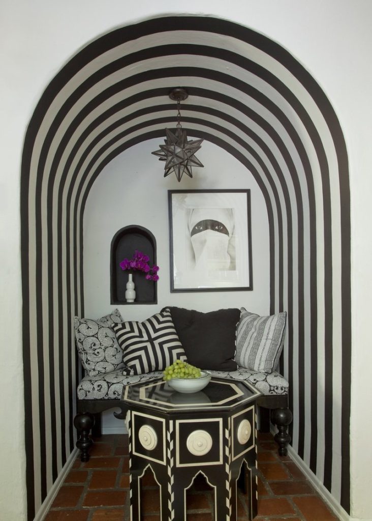 striped reading nook