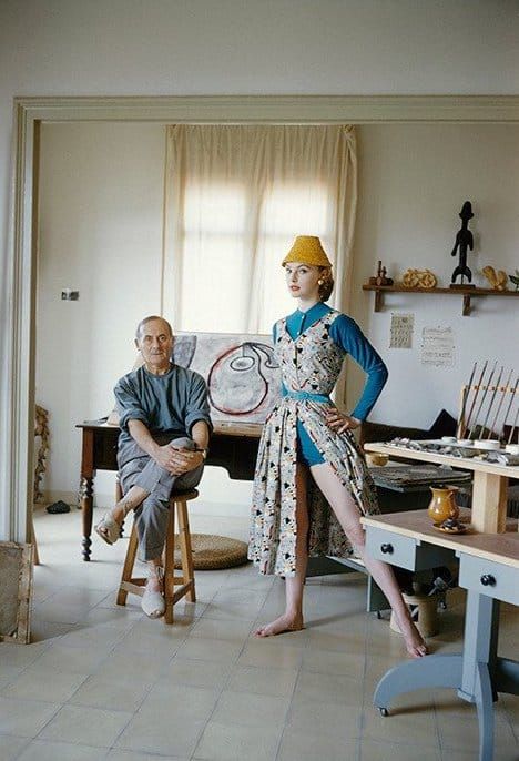 Joan Miró with Model Margaret Philipps in His Studio, 1955, by Mark Shaw