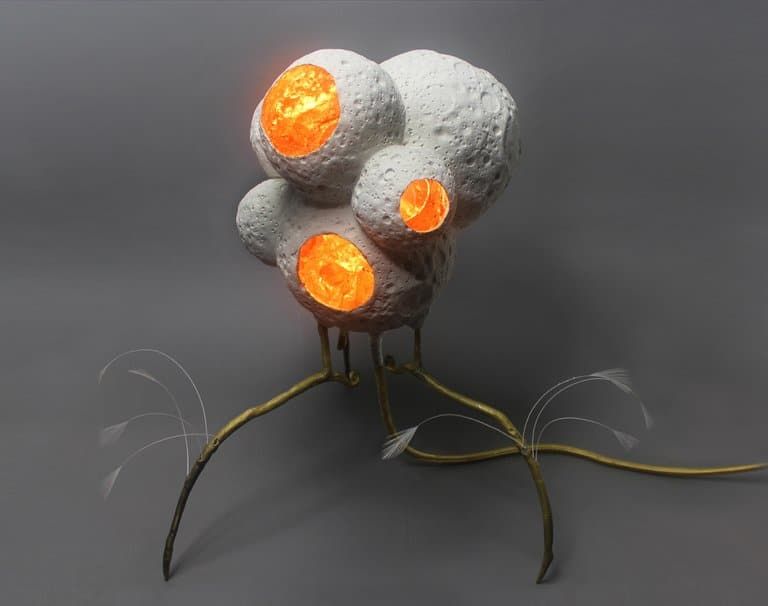Mikel Durlam and Monty J MM0006 illuminated ceramic and mixed-media sculpture