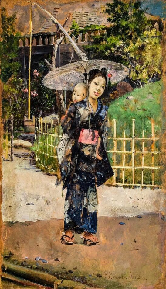 Japanese Girl Promenading, 1881, by Harry Humphrey Moore