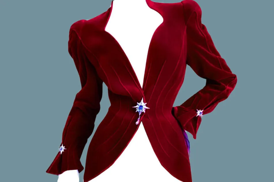 Thierry Mugler red velvet crystal star gem blazer, fall/winter 1992