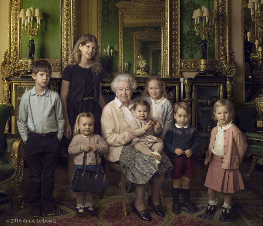 Queen Elizabeth II with children from the royal family, 2016, by Annie Leibovitz