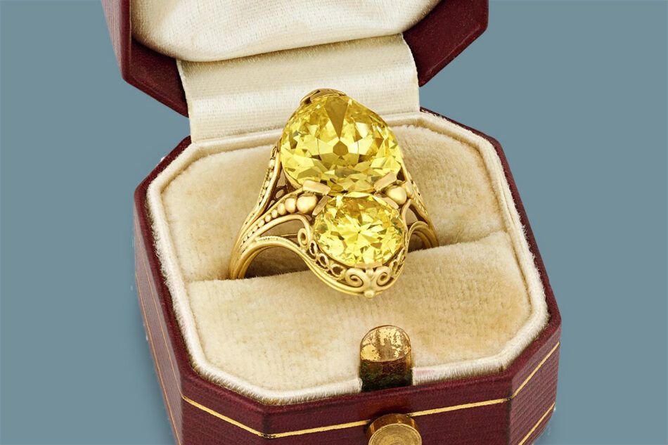 Louis Comfort Tiffany yellow diamond ring in box