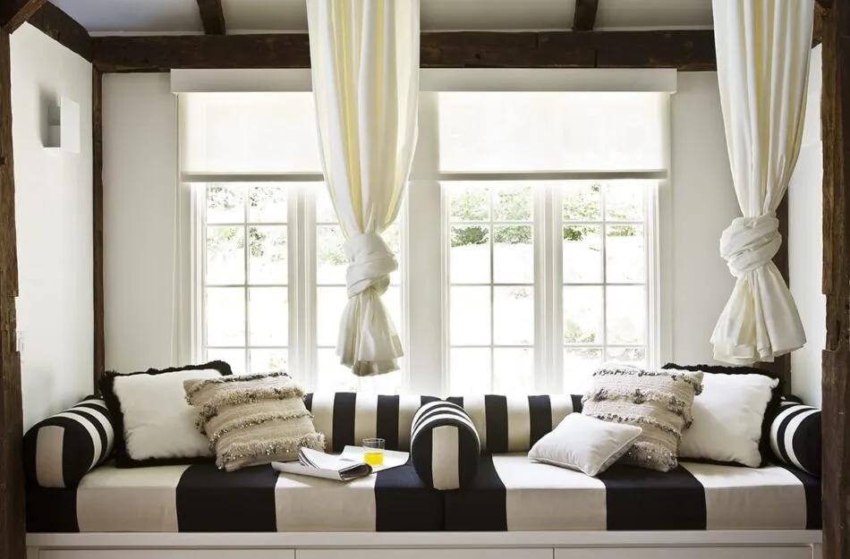 striped window seat