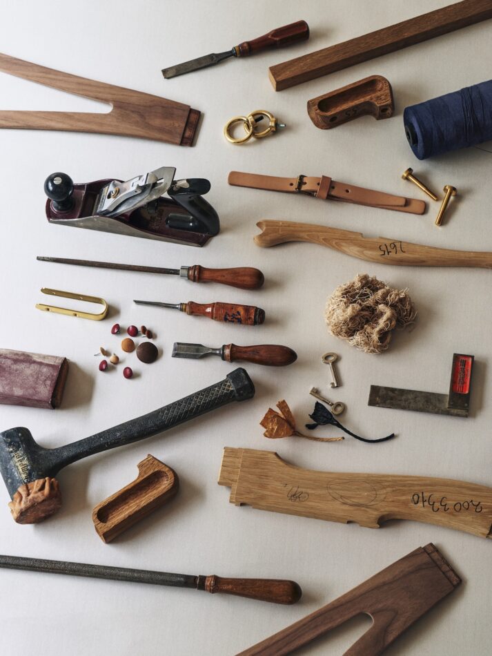 The components and tools used to craft a Wishbone