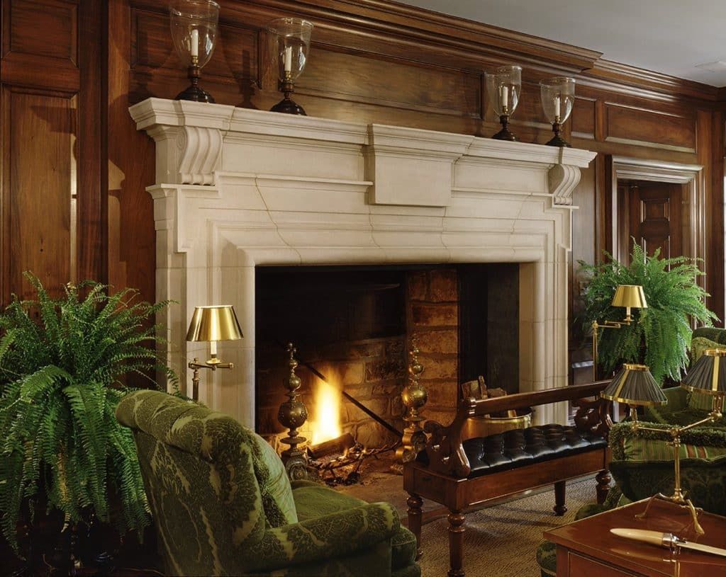 living room fireplace by Allan Greenberg Architect