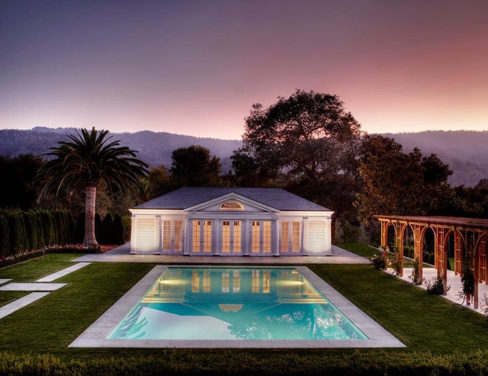 Allan Greenberg pool house in Woodside CA
