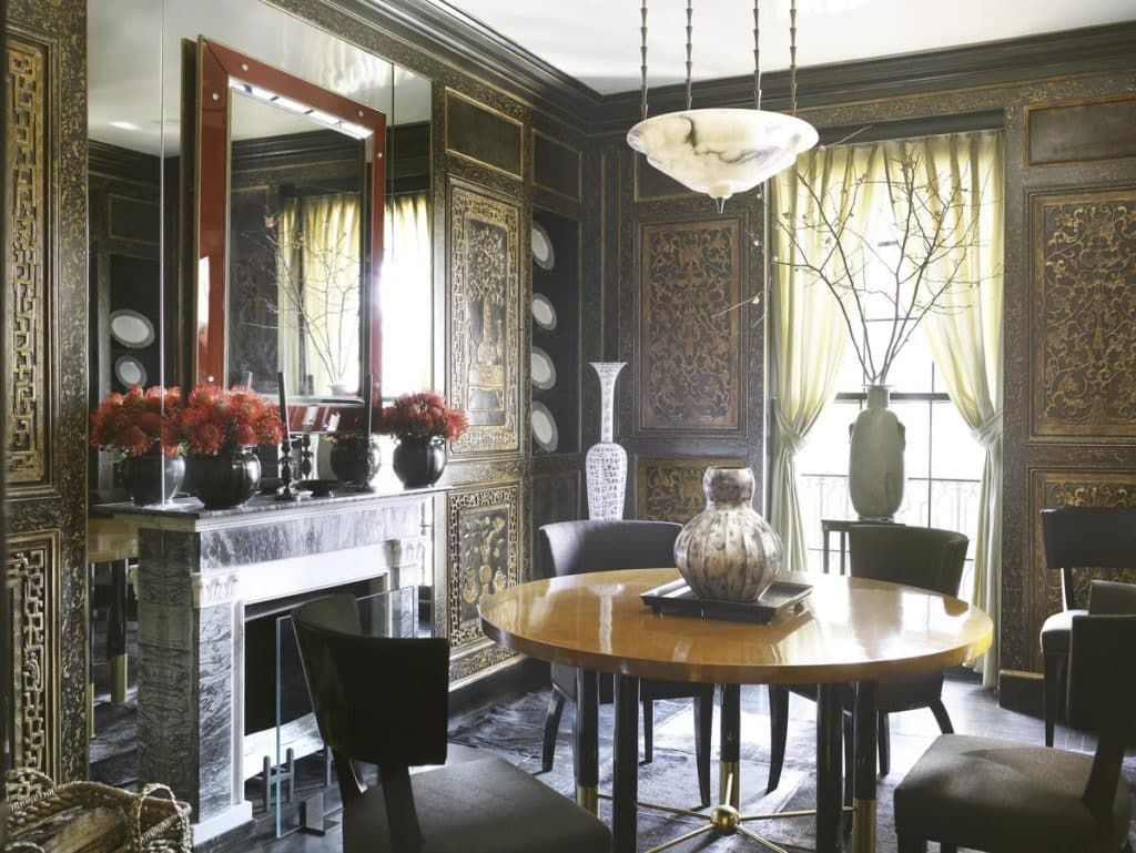 dining room fireplace by David Kleinberg
