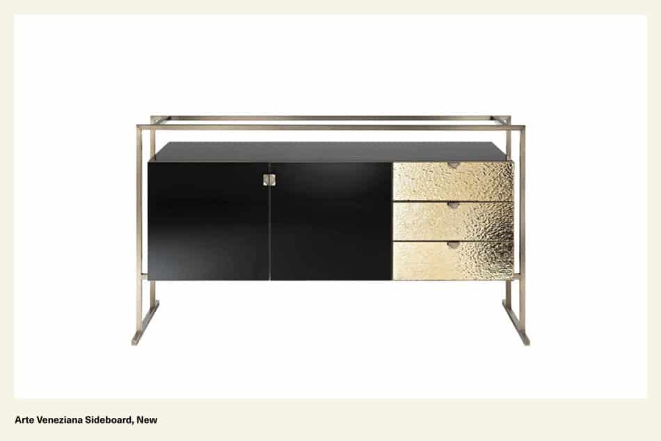 A black and gold sideboard in the transitional style by Arte Veneziana