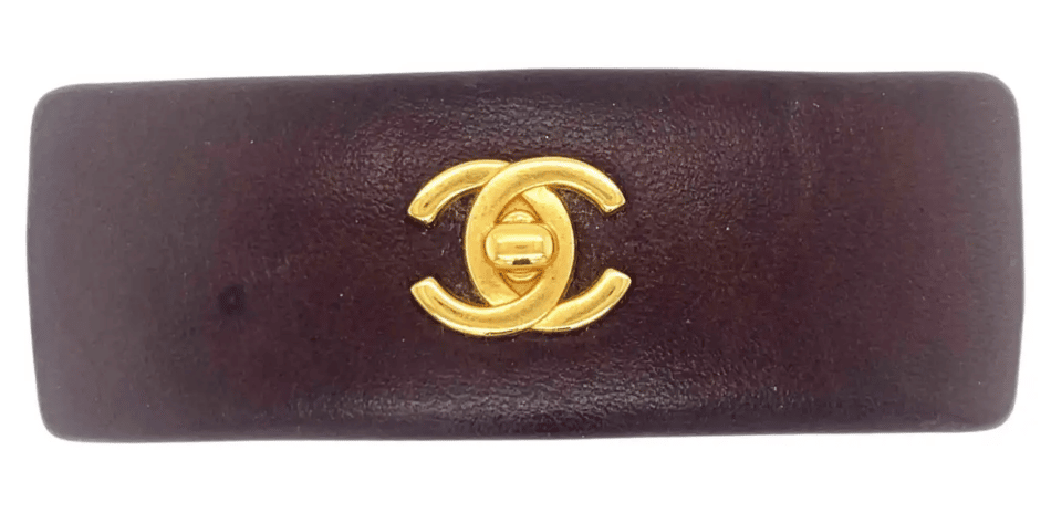 Chanel leather Turnlock CC barrette, 1990s
