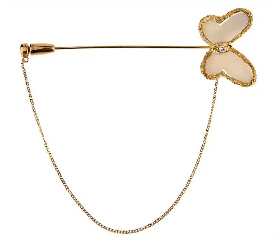 Van Cleef & Arpels White Coral Gold Butterfly Brooch