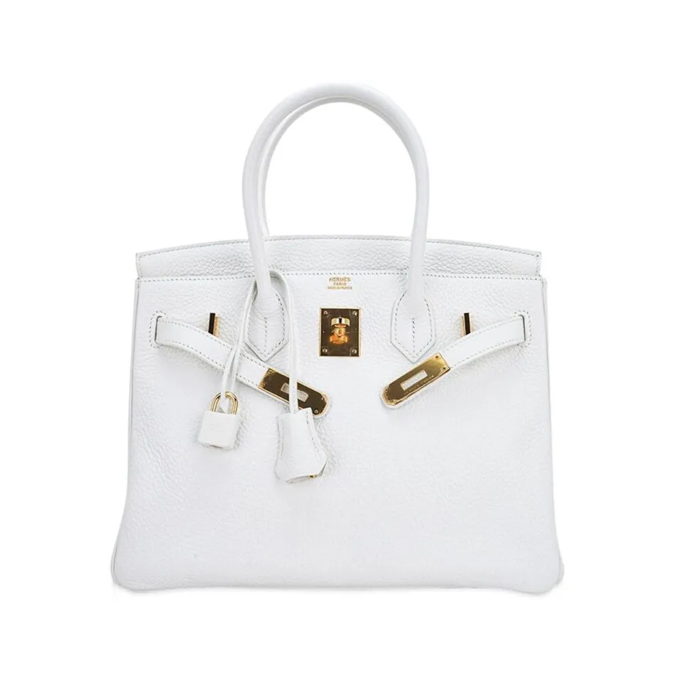 A white Hermes Birkin bag