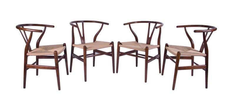 Four of Hans Wegner's Wishbone chairs