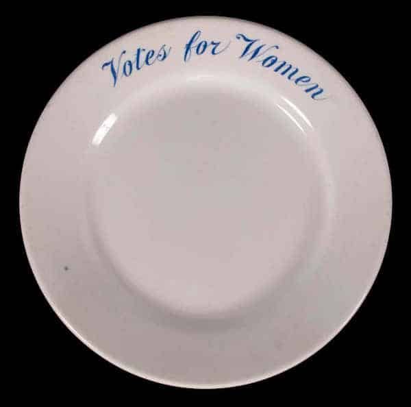 Ironstone suffragette plate made for Alva Belmont, 1914